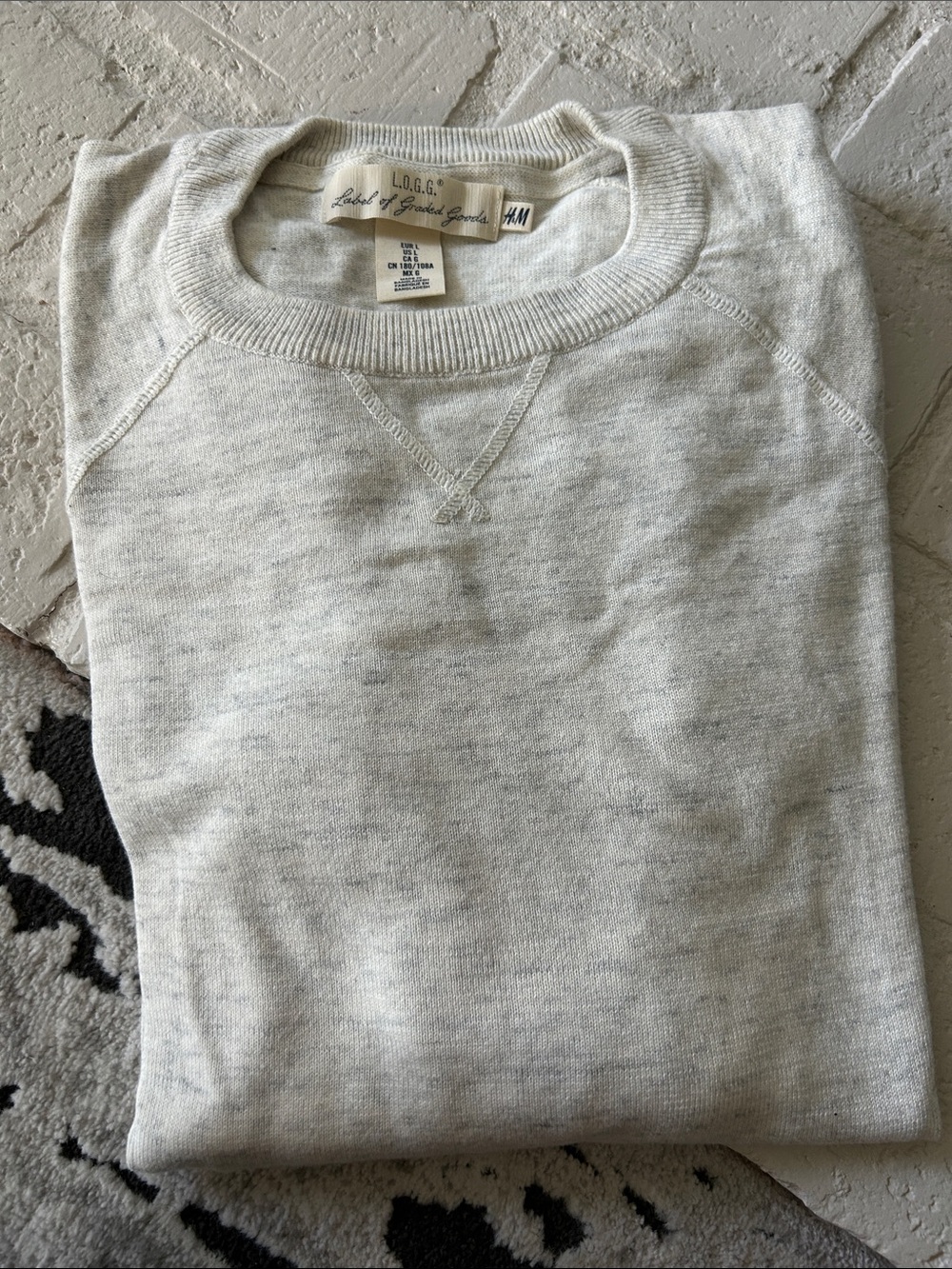 H&M Men's Long Sleeve Crewneck Sweater in Light Heather Gray Size L
